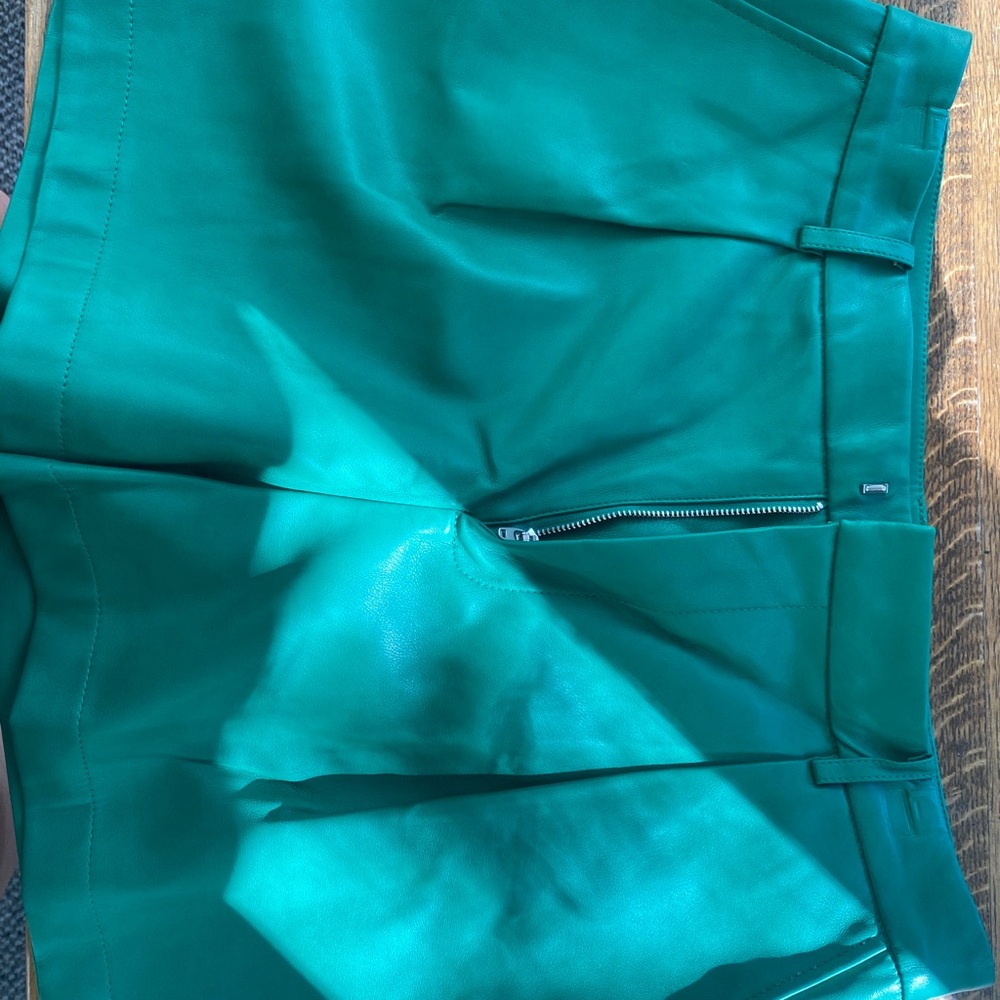 Green Leather Shorts